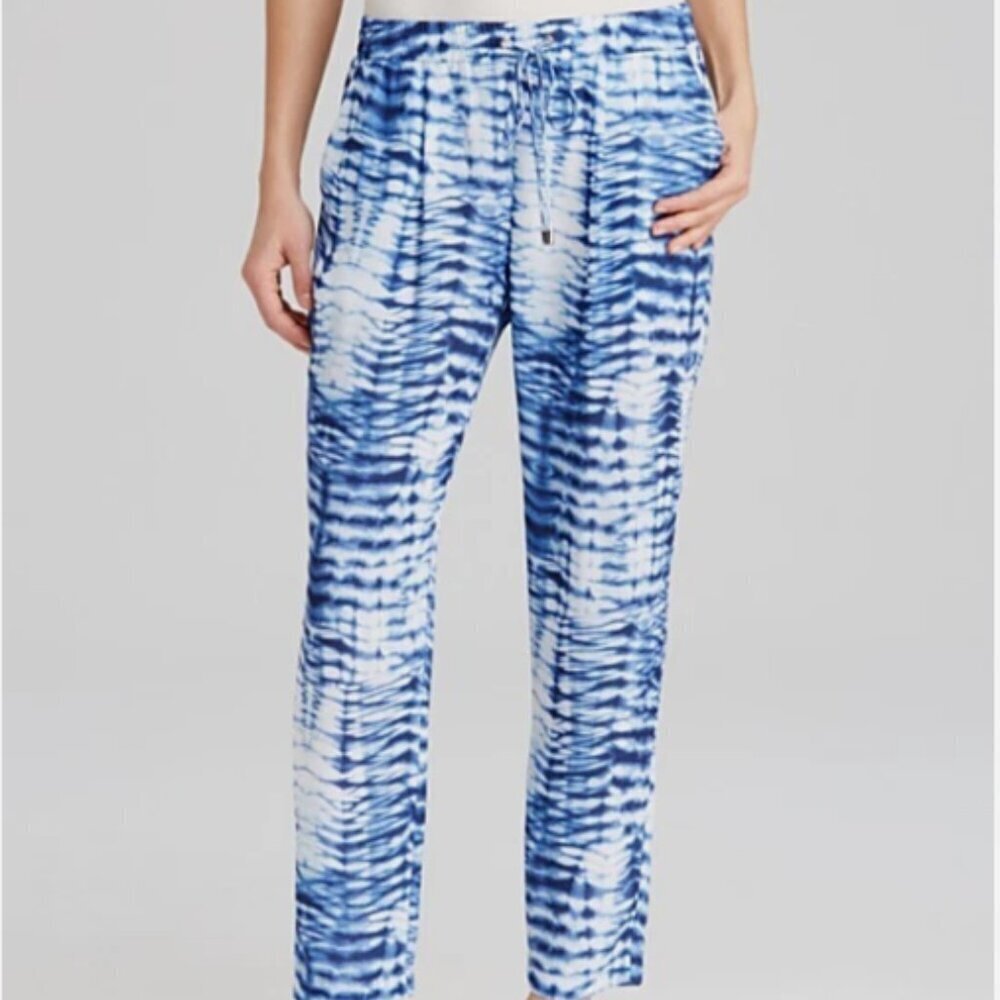 Karen Kane  Art & Soul‎ Blue Indigo Wave Ankle Pants w/Front Pockets Size XL